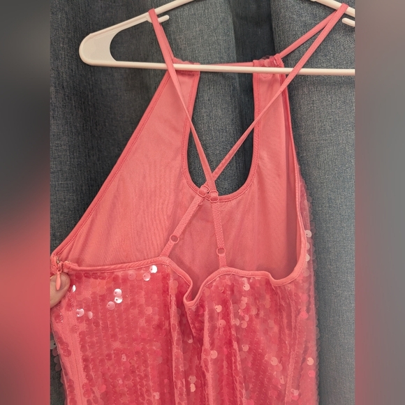 Nwt Urban Outfitters Harley Pink Sequin Halter Maxi‎ Dress With Slit Size Small - Picture 5 of 7